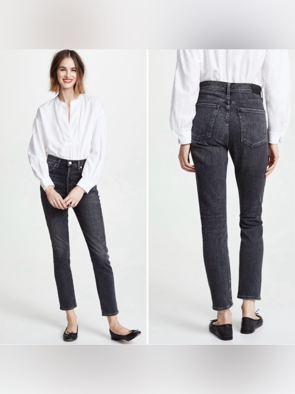 Citizens of Humanity Olivia High Rise Slim Ankle Jeans Wren Wash Black Grey 27